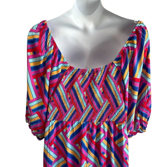 Proud Poppy Pippa Cut Out Multicolor Geometric Midi Dress Plus Size 22 - Picture 6 of 13
